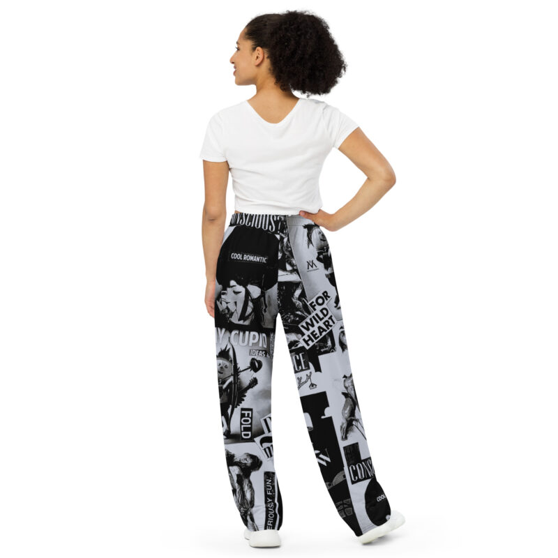 Pantaloni wide leg con stampa all over unisex