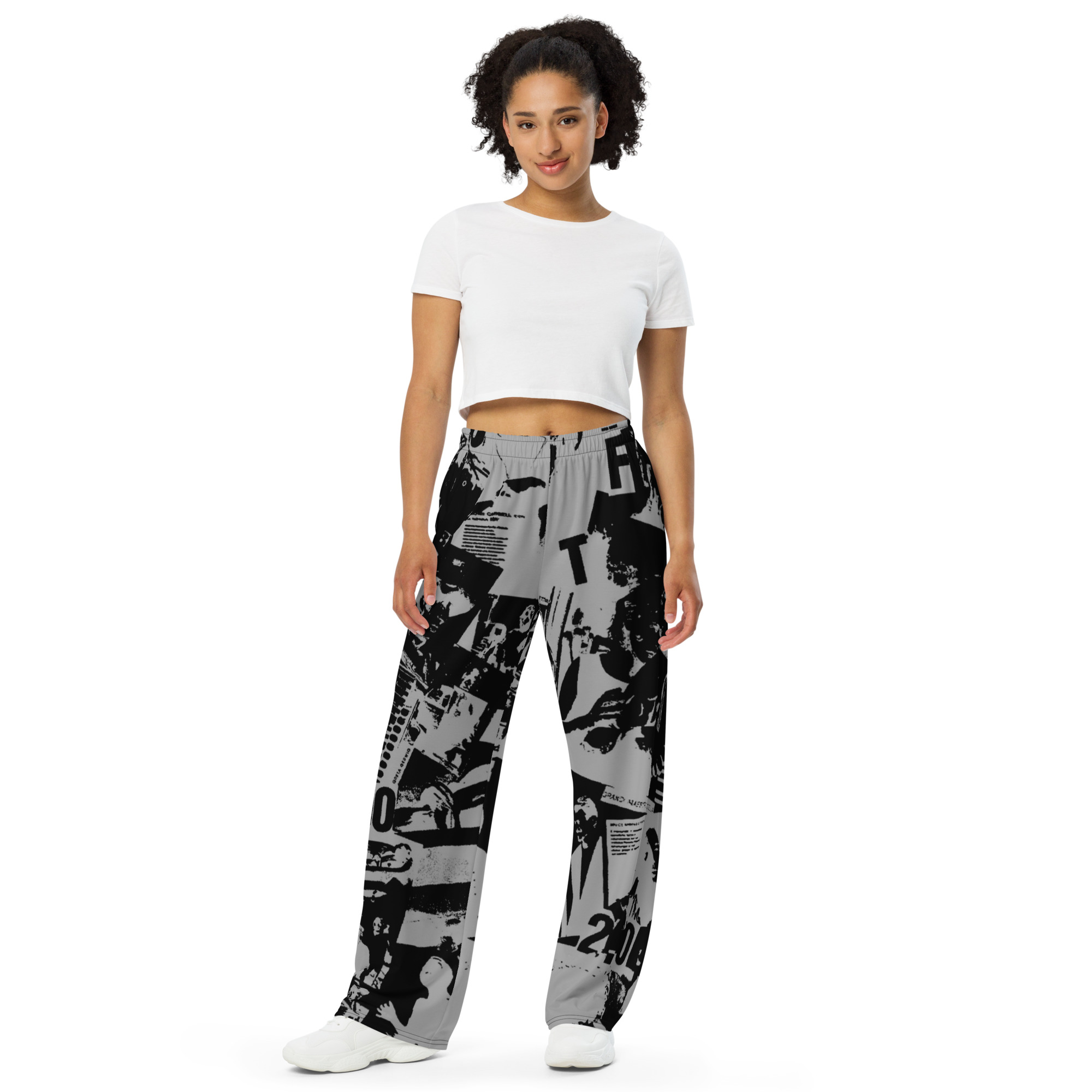 Pantaloni wide leg con stampa all over unisex - immagine 2